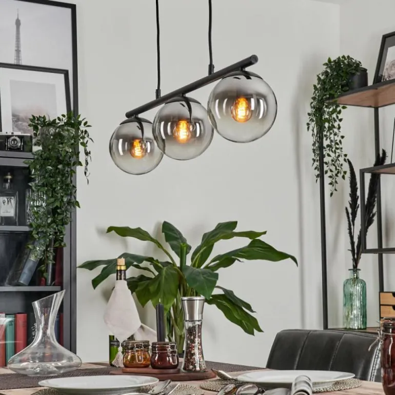 Suspension - Verre Gastor Chrome, Clair, Fumé, 3 lumières