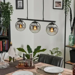 Suspension - Verre Gastor Chrome, Clair, Fumé, 3 lumières