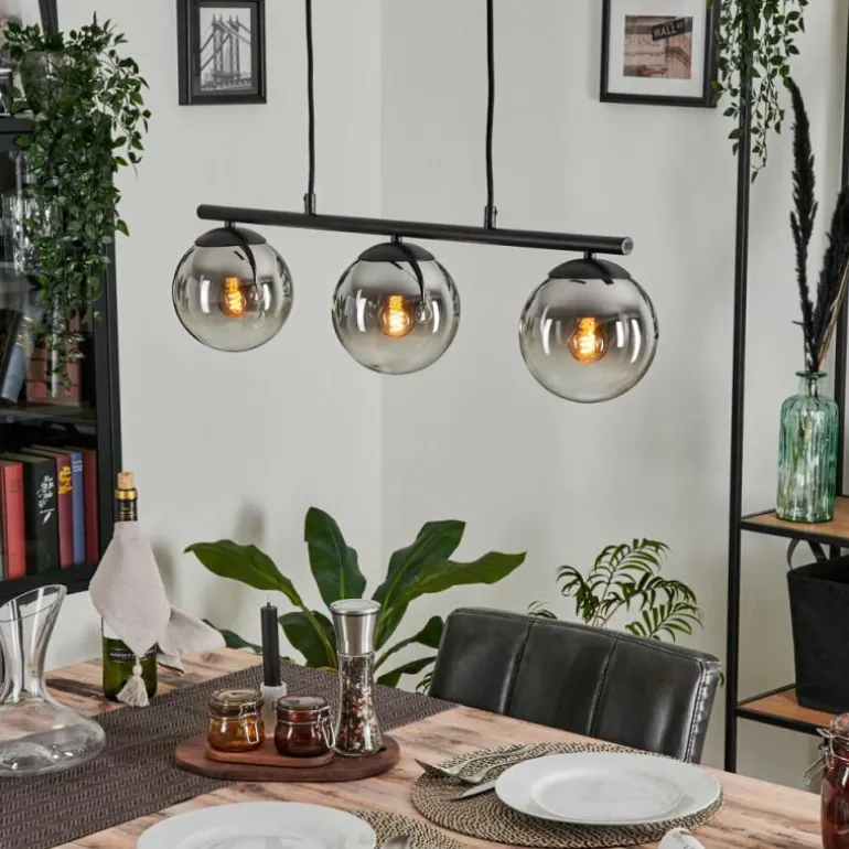 Suspension - Verre Gastor Chrome, Clair, Fumé, 3 lumières