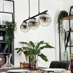 Suspension - Verre Gastor Chrome, Clair, Fumé, 3 lumières