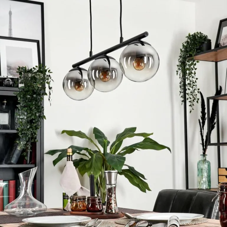 Suspension - Verre Gastor Chrome, Clair, Fumé, 3 lumières