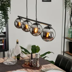 Suspension - Verre Gastor Chrome, Fumé, 4 lumières