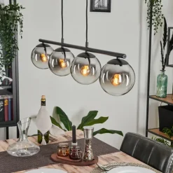 Suspension - Verre Gastor Chrome, Clair, Fumé, 4 lumières