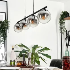 Suspension - Verre Gastor Chrome, Clair, Fumé, 4 lumières