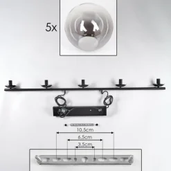 Suspension - Verre Gastor Clair, Fumé, 5 lumières