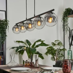 Suspension - Verre Gastor Clair, Fumé, 5 lumières