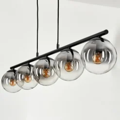 Suspension - Verre Gastor Clair, Fumé, 5 lumières
