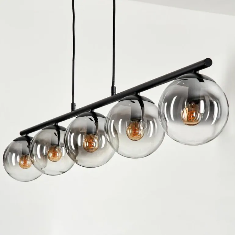 Suspension - Verre Gastor Clair, Fumé, 5 lumières