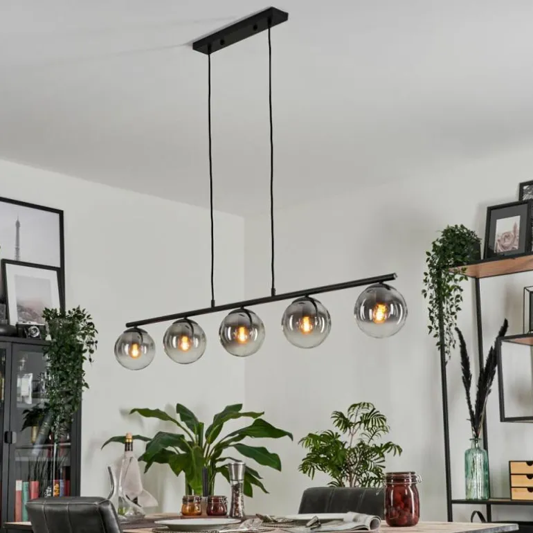 Suspension - Verre Gastor Clair, Fumé, 5 lumières