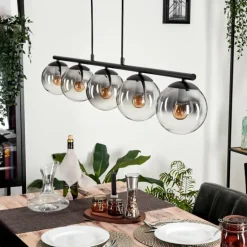 Suspension - Verre Gastor Clair, Fumé, 5 lumières
