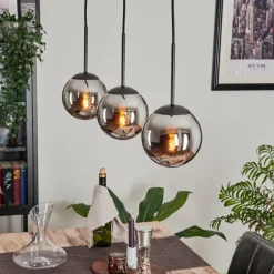 Suspension - Verre Gastor Chrome, Fumé, 3 lumières