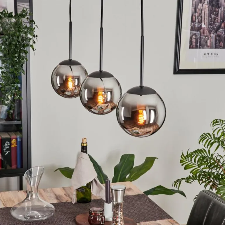 Suspension - Verre Gastor Chrome, Fumé, 3 lumières