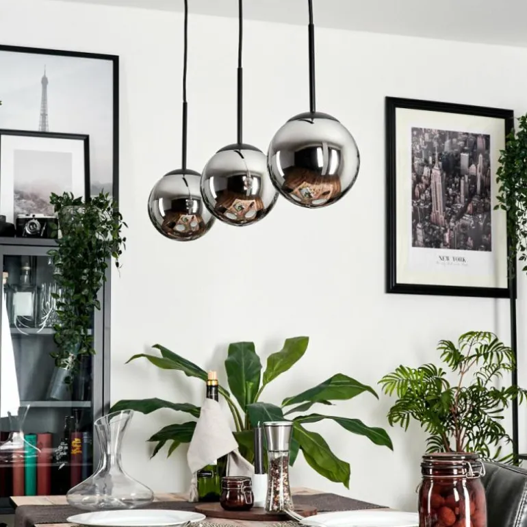 Suspension - Verre Gastor Chrome, Fumé, 3 lumières