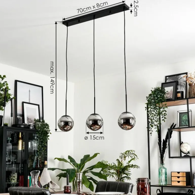 Suspension - Verre Gastor Chrome, Fumé, 3 lumières