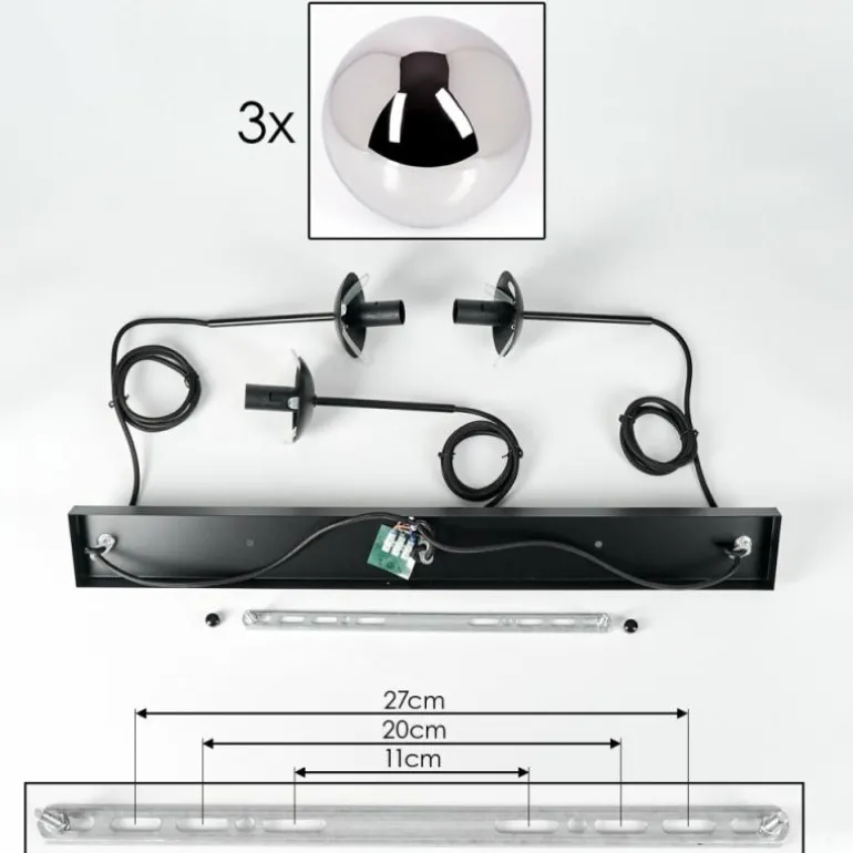 Suspension - Verre Gastor Chrome, Fumé, 3 lumières