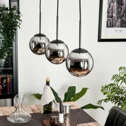 Suspension - Verre Gastor Chrome, Fumé, 3 lumières