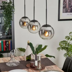Suspension - Verre Gastor Chrome, Clair, Fumé, 3 lumières