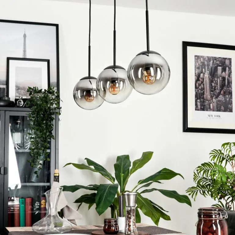 Suspension - Verre Gastor Chrome, Clair, Fumé, 3 lumières