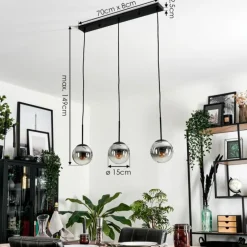 Suspension - Verre Gastor Chrome, Clair, Fumé, 3 lumières
