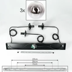 Suspension - Verre Gastor Chrome, Clair, Fumé, 3 lumières