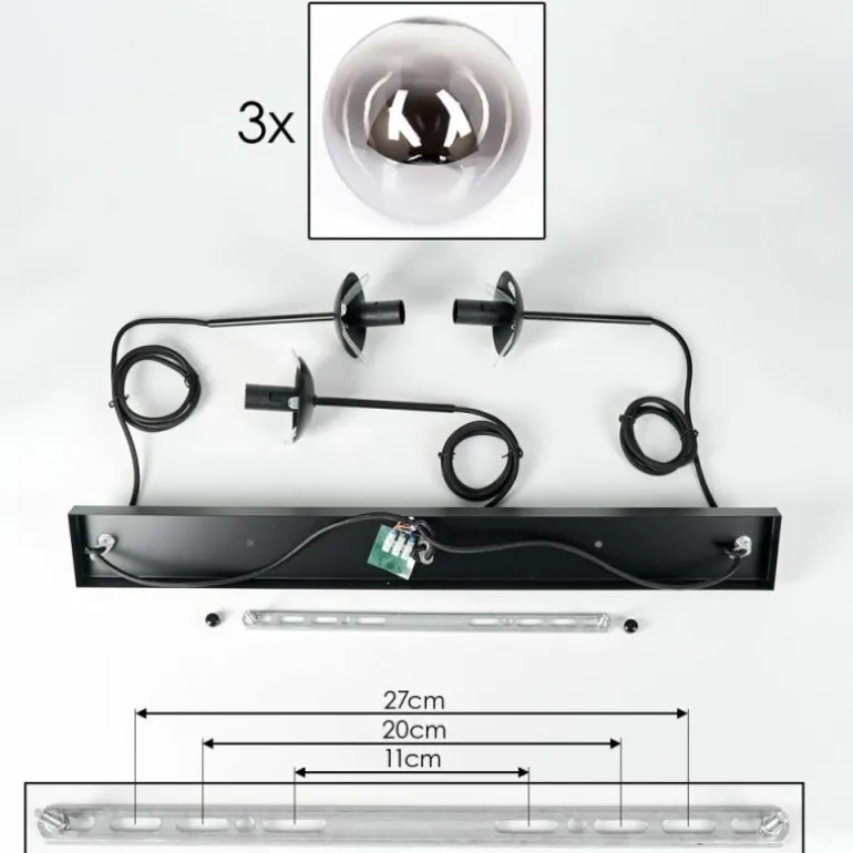 Suspension - Verre Gastor Chrome, Clair, Fumé, 3 lumières