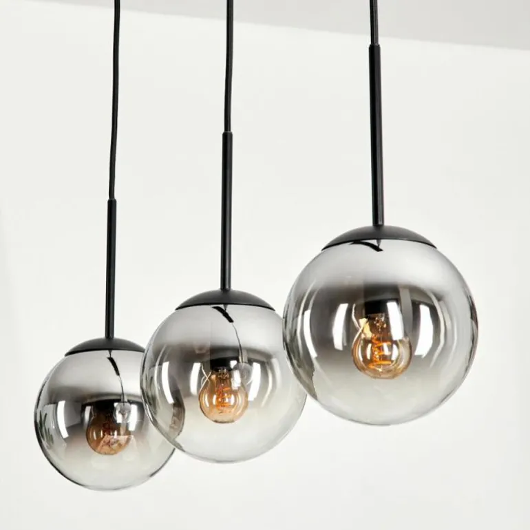 Suspension - Verre Gastor Chrome, Clair, Fumé, 3 lumières