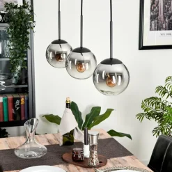 Suspension - Verre Gastor Chrome, Clair, Fumé, 3 lumières