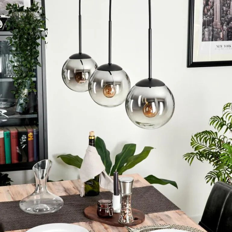 Suspension - Verre Gastor Chrome, Clair, Fumé, 3 lumières