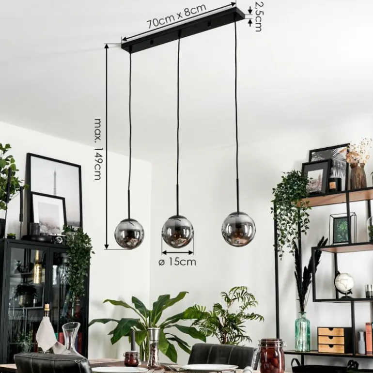Suspension - Verre Gastor Fumé, 3 lumières