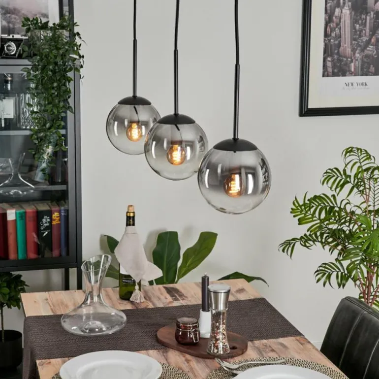 Suspension - Verre Gastor Clair, Fumé, 3 lumières