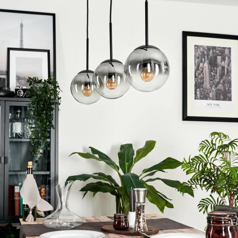 Suspension - Verre Gastor Clair, Fumé, 3 lumières