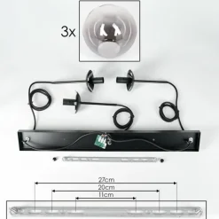 Suspension - Verre Gastor Clair, Fumé, 3 lumières