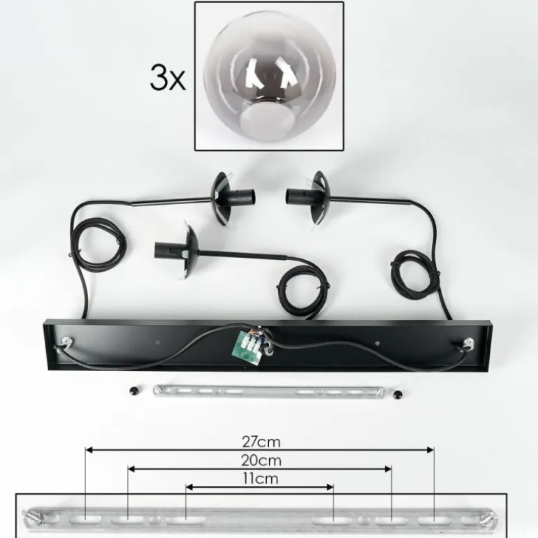 Suspension - Verre Gastor Clair, Fumé, 3 lumières