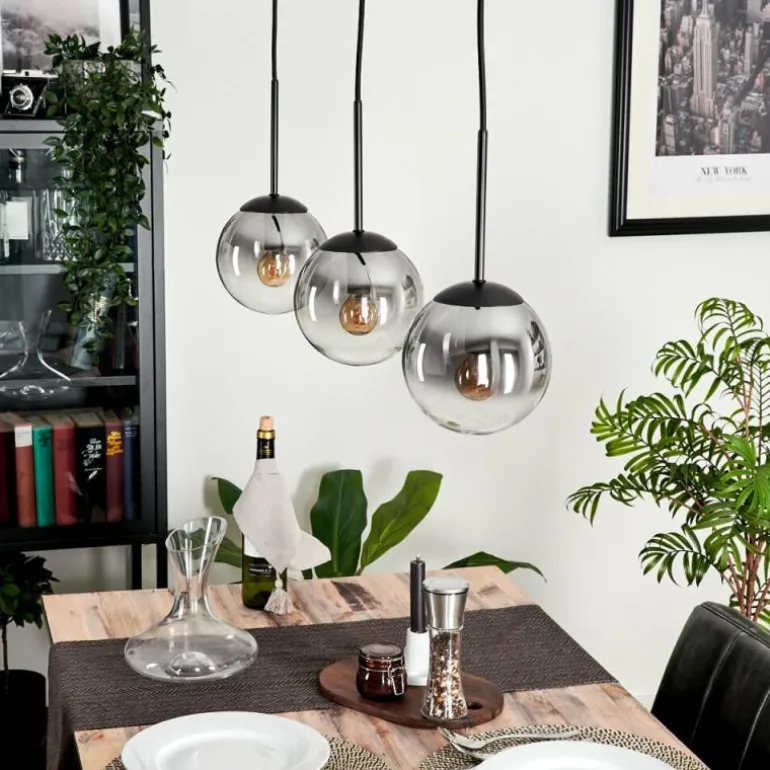 Suspension - Verre Gastor Clair, Fumé, 3 lumières