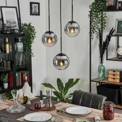 Suspension - Verre Gastor Chrome, Clair, Fumé, 3 lumières