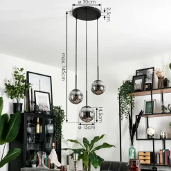 Suspension - Verre Gastor Fumé, 3 lumières