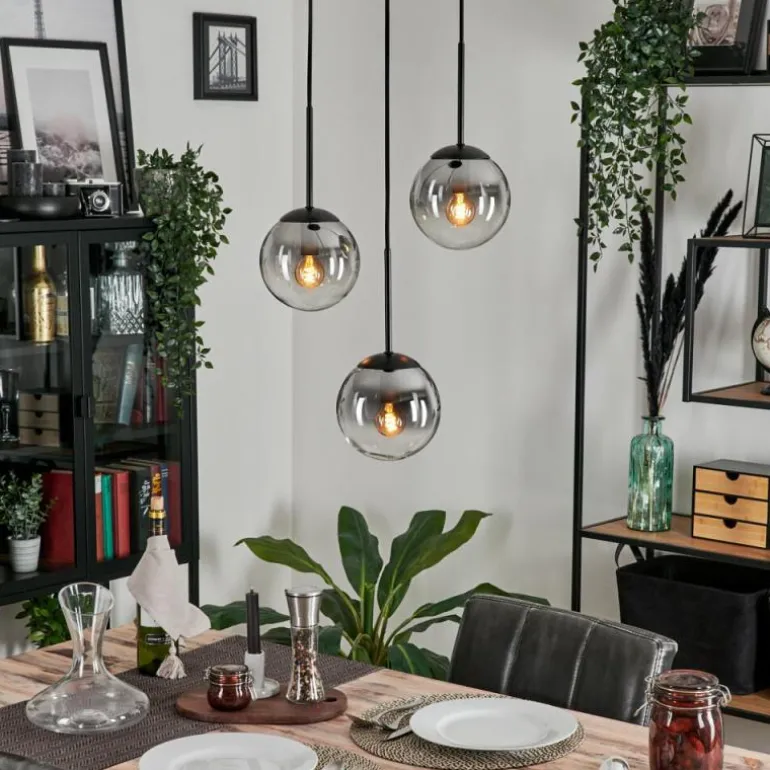 Suspension - Verre Gastor Clair, Fumé, 3 lumières