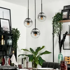 Suspension - Verre Gastor Clair, Fumé, 3 lumières