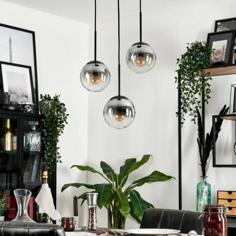 Suspension - Verre Gastor Clair, Fumé, 3 lumières