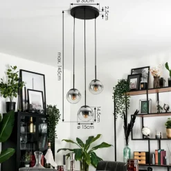 Suspension - Verre Gastor Clair, Fumé, 3 lumières