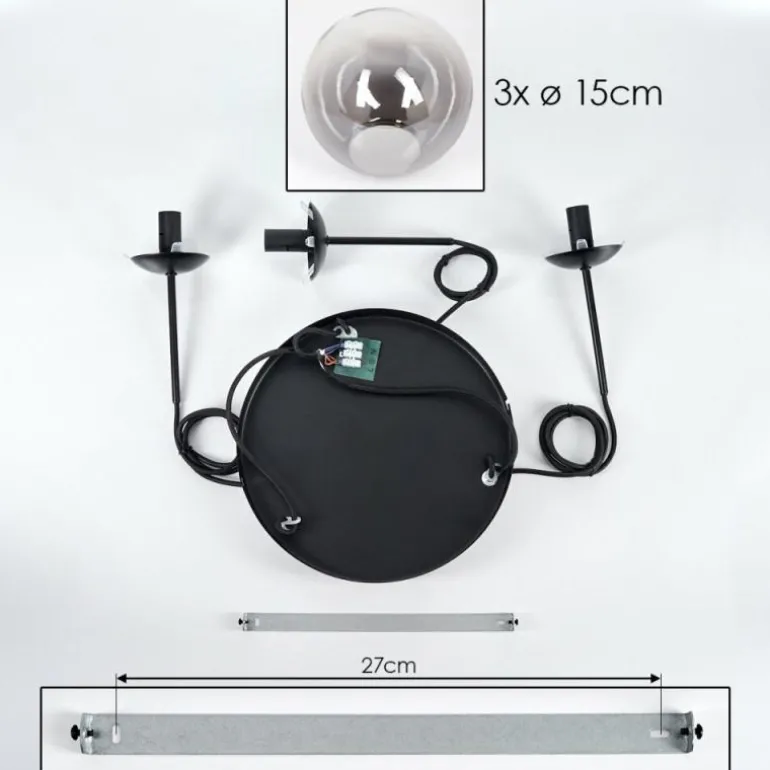 Suspension - Verre Gastor Clair, Fumé, 3 lumières