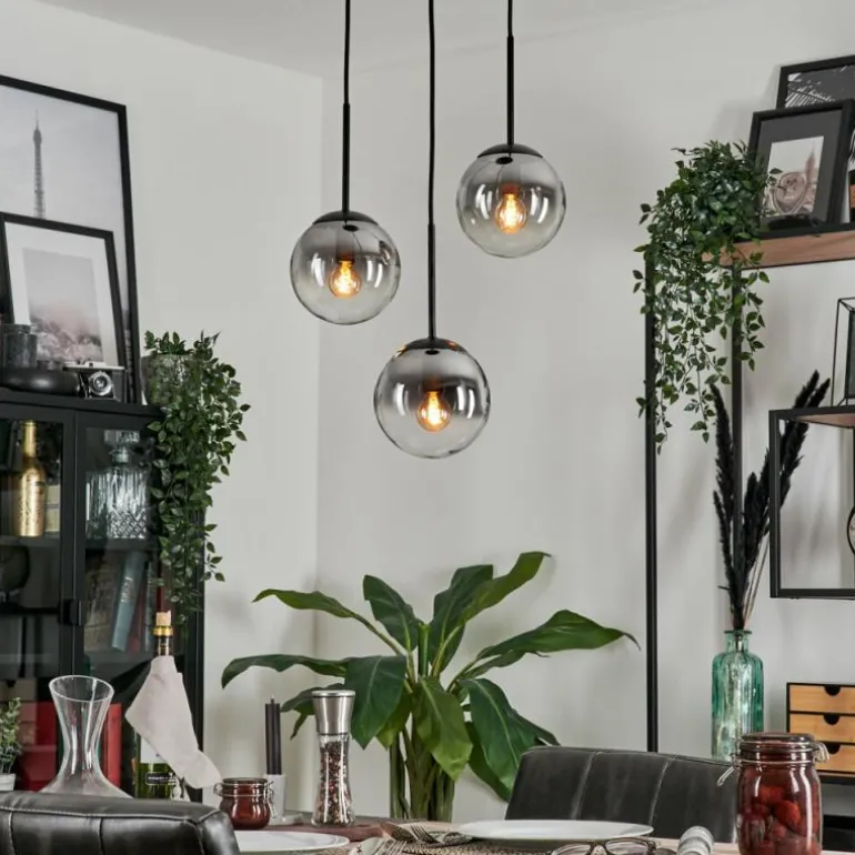 Suspension - Verre Gastor Clair, Fumé, 3 lumières