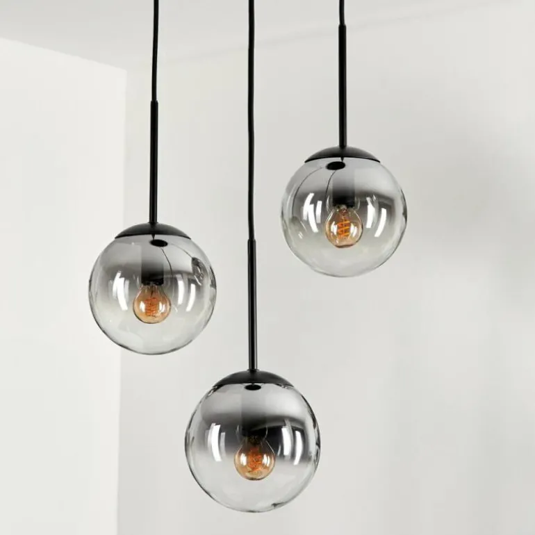 Suspension - Verre Gastor Clair, Fumé, 3 lumières