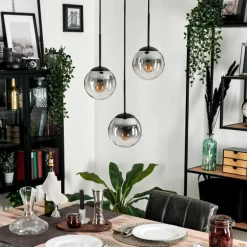 Suspension - Verre Gastor Clair, Fumé, 3 lumières