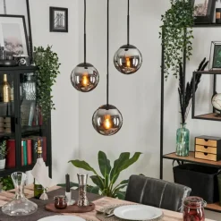 Suspension - Verre Gastor Chrome, Fumé, 3 lumières