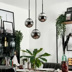 Suspension - Verre Gastor Chrome, Fumé, 3 lumières