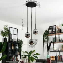 Suspension - Verre Gastor Chrome, Fumé, 3 lumières