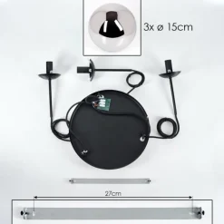 Suspension - Verre Gastor Chrome, Fumé, 3 lumières