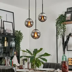 Suspension - Verre Gastor Chrome, Fumé, 3 lumières