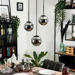 Suspension - Verre Gastor Chrome, Fumé, 3 lumières